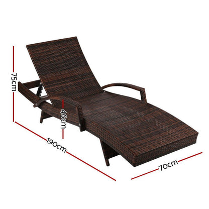 Gardeon Outdoor Sun Lounge - Brown -Home Living Store - -