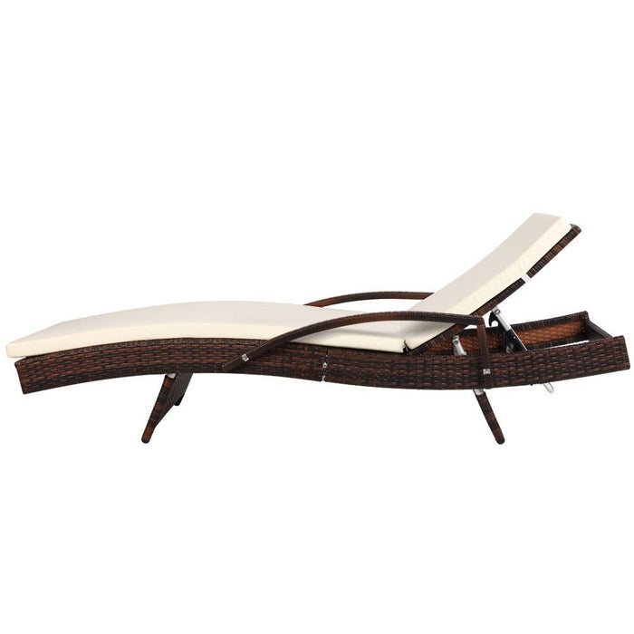 Gardeon Outdoor Sun Lounge - Brown -Home Living Store - -