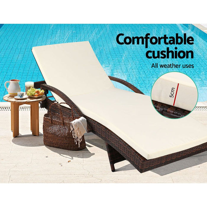 Gardeon Outdoor Sun Lounge - Brown -Home Living Store - -