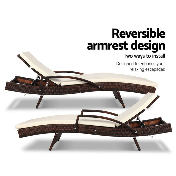 Gardeon Outdoor Sun Lounge - Brown -Home Living Store - -