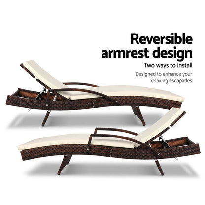Gardeon Outdoor Sun Lounge - Brown -Home Living Store - -