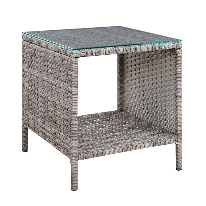 Gardeon Side Table Coffee Patio Outdoor Furniture Rattan Desk Indoor Garden Grey -Home Living Store - -