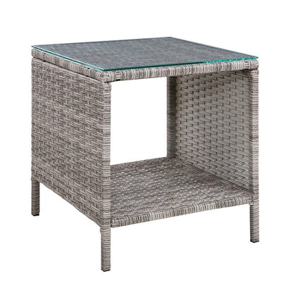 Gardeon Side Table Coffee Patio Outdoor Furniture Rattan Desk Indoor Garden Grey -Home Living Store - -