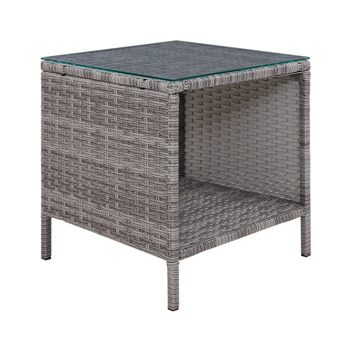 Gardeon Side Table Coffee Patio Outdoor Furniture Rattan Desk Indoor Garden Grey -Home Living Store - -