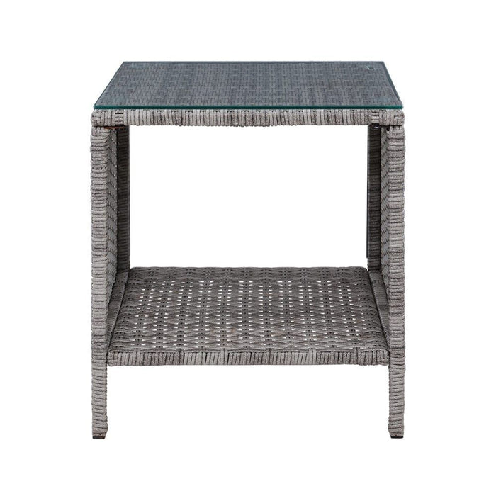 Gardeon Side Table Coffee Patio Outdoor Furniture Rattan Desk Indoor Garden Grey -Home Living Store - -