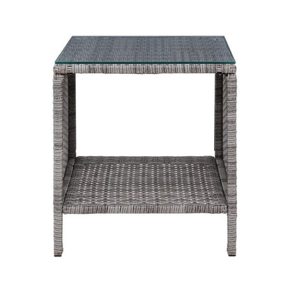 Gardeon Side Table Coffee Patio Outdoor Furniture Rattan Desk Indoor Garden Grey -Home Living Store - -