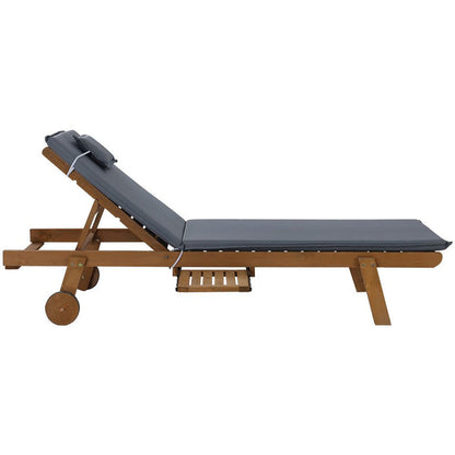 Gardeon Sun Lounge Wooden Lounger Outdoor Furniture Day Bed Wheel Patio Grey -Home Living Store - -