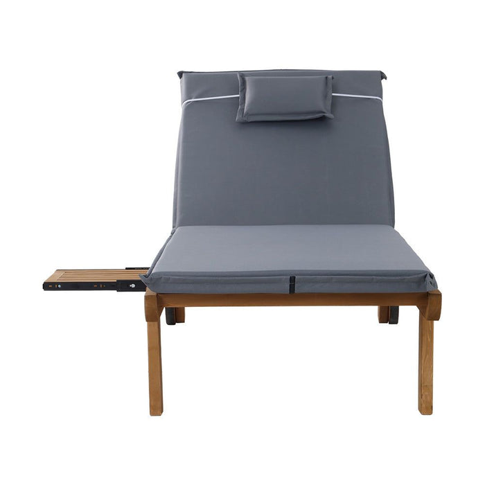 Gardeon Sun Lounge Wooden Lounger Outdoor Furniture Day Bed Wheel Patio Grey -Home Living Store - -