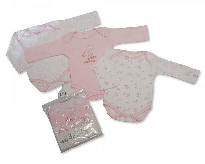 Girls 3pcs Long Sleeve Body Vest (Bw-1109-0202g) - Kidswholesale.co.uk