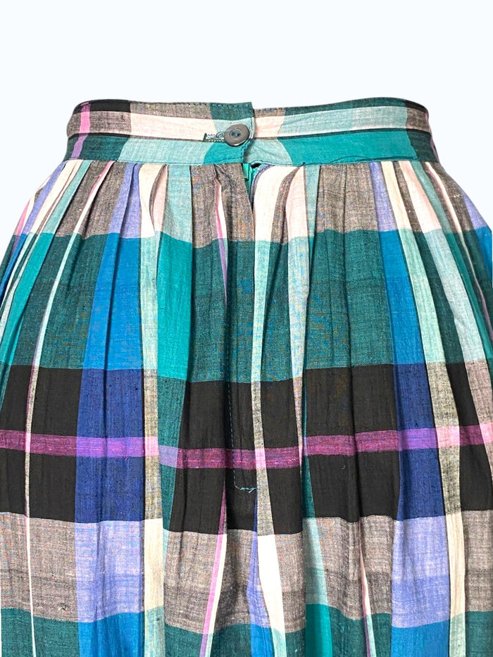 gonna longuette tartan plissettata con tasche