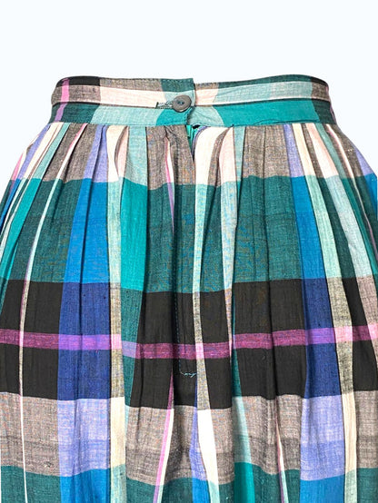 gonna longuette tartan plissettata con tasche