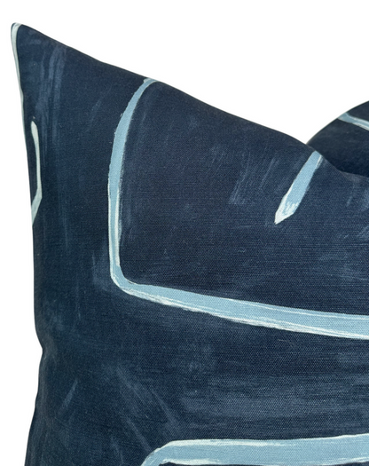 Graffito Pillow Cover in Navy, Kelly Wearstler Textiles