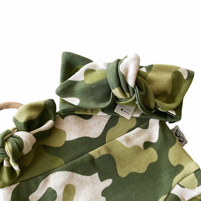Green Camouflage Bummies and/or Headbands