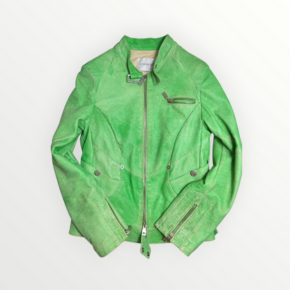 GREEN LATHER JACKET - GIACCA IN PELLE VERDE