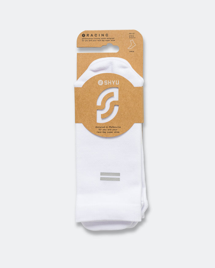 Half Crew Racing Socks - White/White