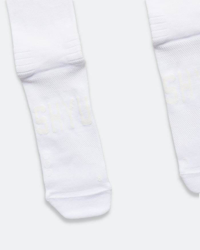 Half Crew Racing Socks - White/White