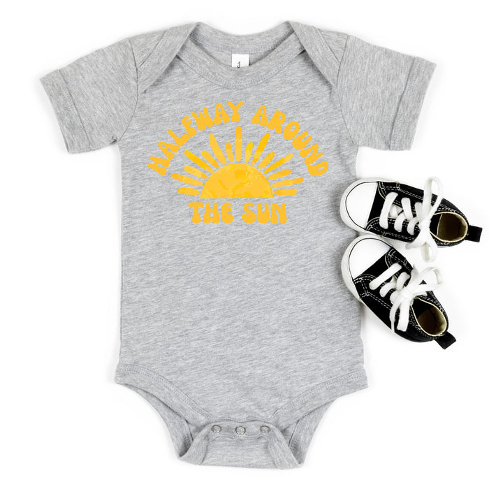 "Halfway Around the Sun" Personalized 1/2 Birthday Outfit T-shirt/Bodysuit