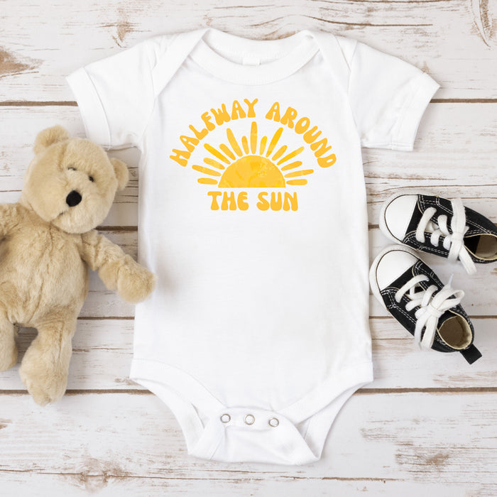 "Halfway Around the Sun" Personalized 1/2 Birthday Outfit T-shirt/Bodysuit