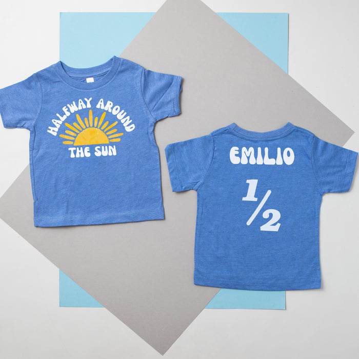 "Halfway Around the Sun" Personalized 1/2 Birthday Outfit T-shirt/Bodysuit
