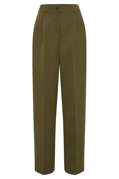 Hazel Pleated Suiting Pants - Olive