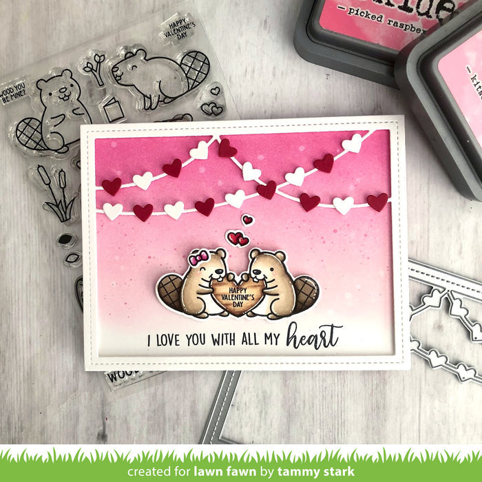 heart garland backdrop: landscape