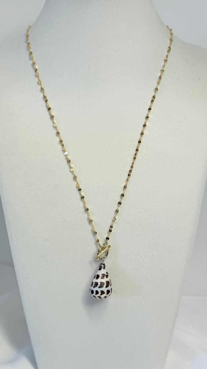 Hebrew shell toggle necklace