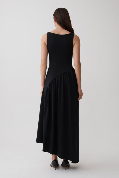 Hester Scuba Midi Dress - Black