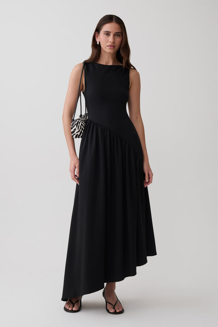 Hester Scuba Midi Dress - Black