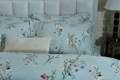 19x29-inch summer pillow cover, light blue with delicate floral print