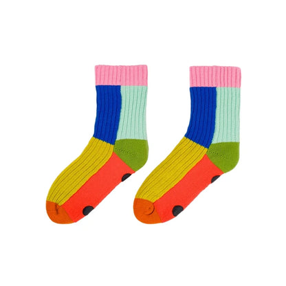 Colorful socks with a white background