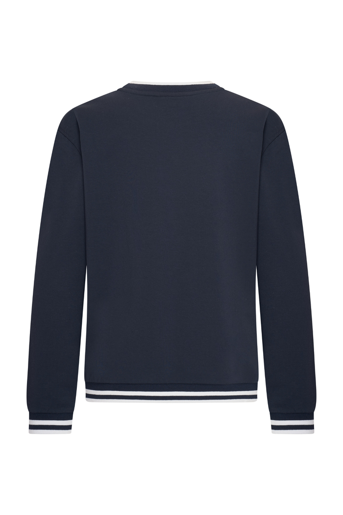 Back view of HV Society HVSGabrielle Navy Jumper made from soft cotton blend with stretch Shop HV Society at Dotique