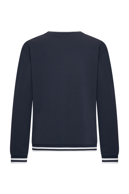 Back view of HV Society HVSGabrielle Navy Jumper made from soft cotton blend with stretch Shop HV Society at Dotique