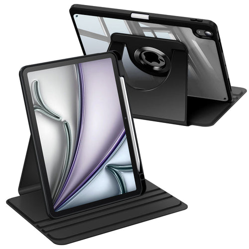 iPad Air 11-inch (M4/M3/M2 Chip) 360-Degree Swiveling Stand Case w/Clear Back Cover | Fintie