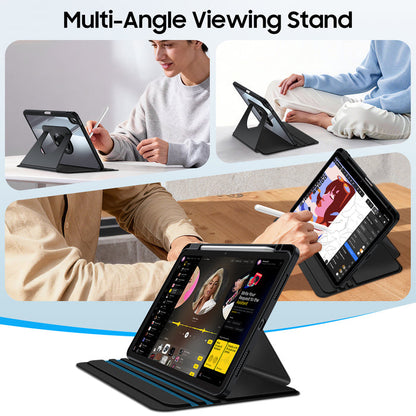 iPad Air 11-inch (M4/M3/M2 Chip) 360-Degree Swiveling Stand Case w/Clear Back Cover | Fintie