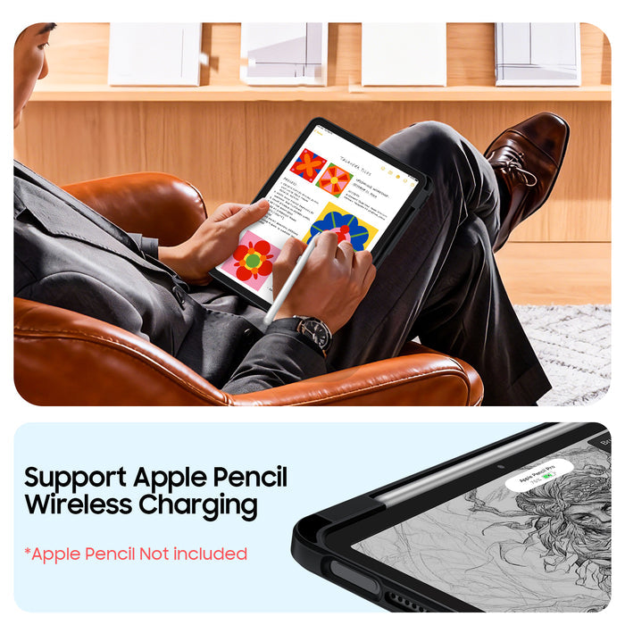 iPad Air 11-inch (M4/M3/M2 Chip) 360-Degree Swiveling Stand Case w/Clear Back Cover | Fintie