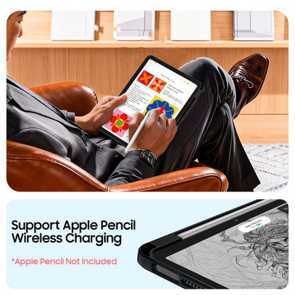 iPad Air 11-inch (M4/M3/M2 Chip) 360-Degree Swiveling Stand Case w/Clear Back Cover | Fintie
