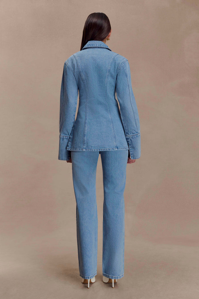 Janine High Waisted Straight Leg Jeans - Classic Blue