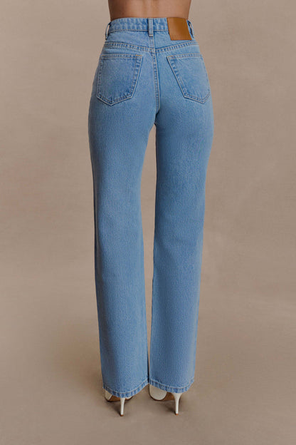Janine High Waisted Straight Leg Jeans - Classic Blue