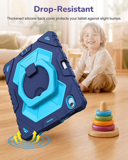 Kid-Friendly Case for iPad (A16) 11th Gen & iPad 10th Gen, Built-in Screen Protector, Rotating Stand, Shoulder Strap | Fintie