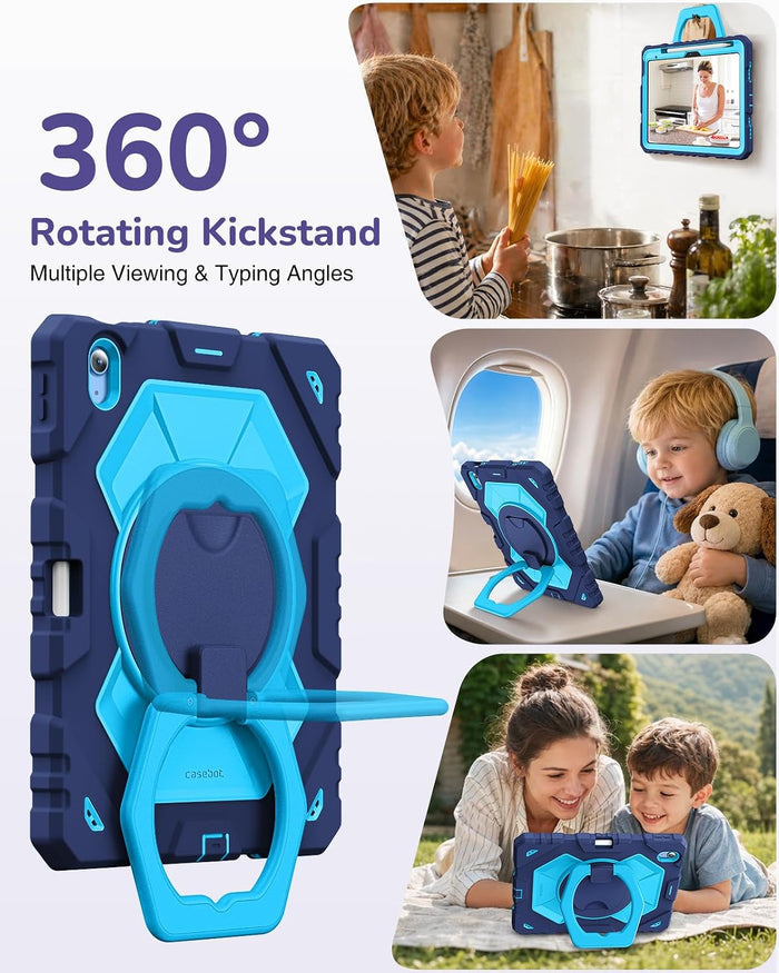Kid-Friendly Case for iPad (A16) 11th Gen & iPad 10th Gen, Built-in Screen Protector, Rotating Stand, Shoulder Strap | Fintie
