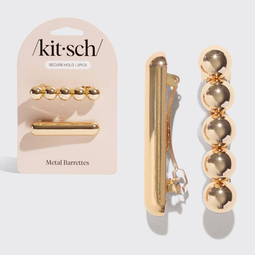 Kitsch Gold Metal Barrettes - 2pc