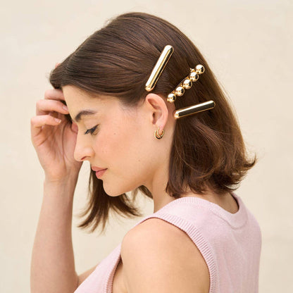 Kitsch Gold Metal Barrettes - 2pc
