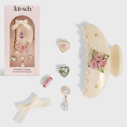 KitschPop Curved Claw Clip Pearlized Cream - hero product shot