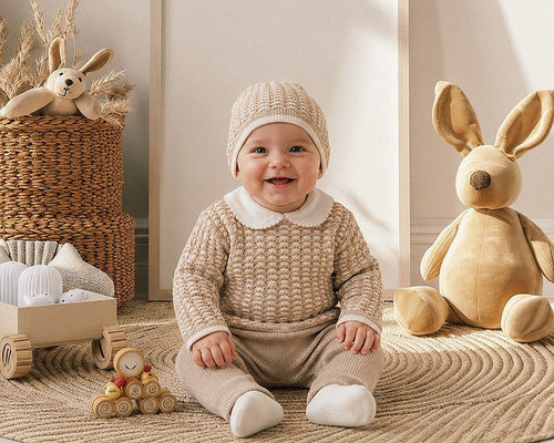 Knitted Baby 2 Pieces Set with Hat (NB-9m) (PK6) - BW-10-1256
