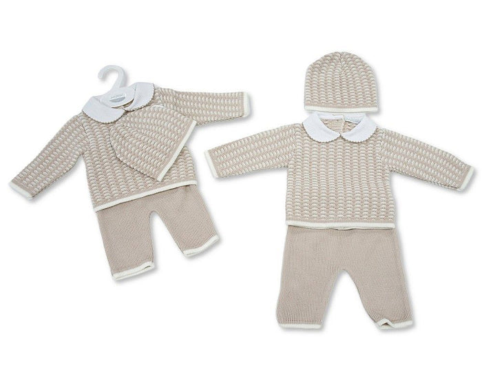 Knitted Baby 2 Pieces Set with Hat (NB-9m) (PK6) - BW-10-1256