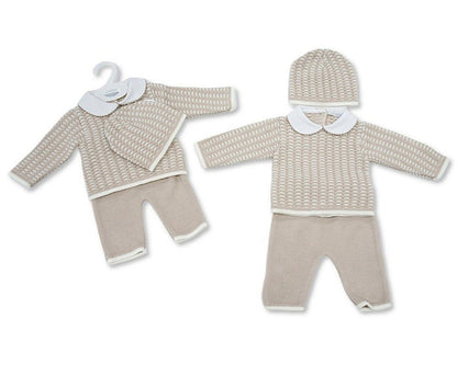 Knitted Baby 2 Pieces Set with Hat (NB-9m) (PK6) - BW-10-1256