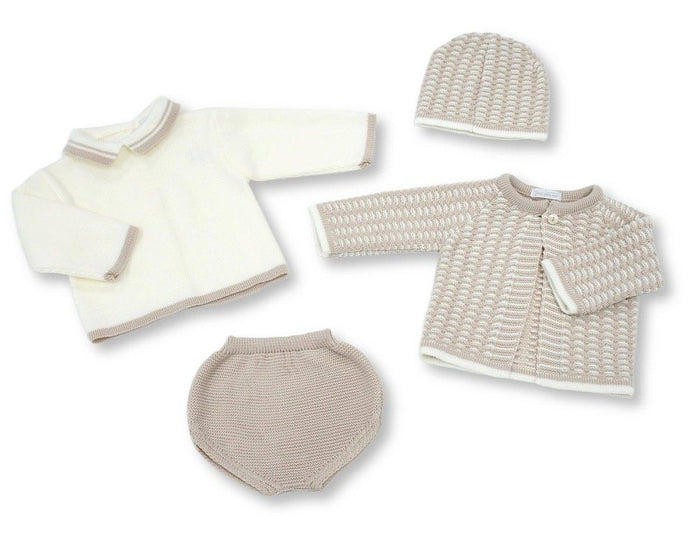 Knitted Baby 3 Pieces Set with Hat (NB-9m) (PK6) - BW-10-1257