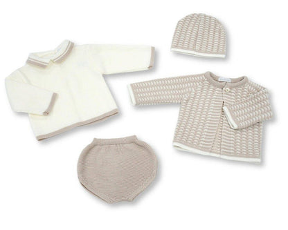 Knitted Baby 3 Pieces Set with Hat (NB-9m) (PK6) - BW-10-1257