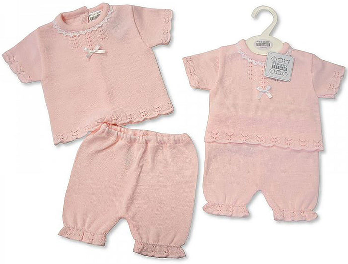 Knitted Baby Girls 2 Pcs Set NB-6 Months (BW-10-707) - Kidswholesale.co.uk