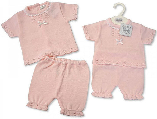 Knitted Baby Girls 2 Pcs Set NB-6 Months (BW-10-707) - Kidswholesale.co.uk